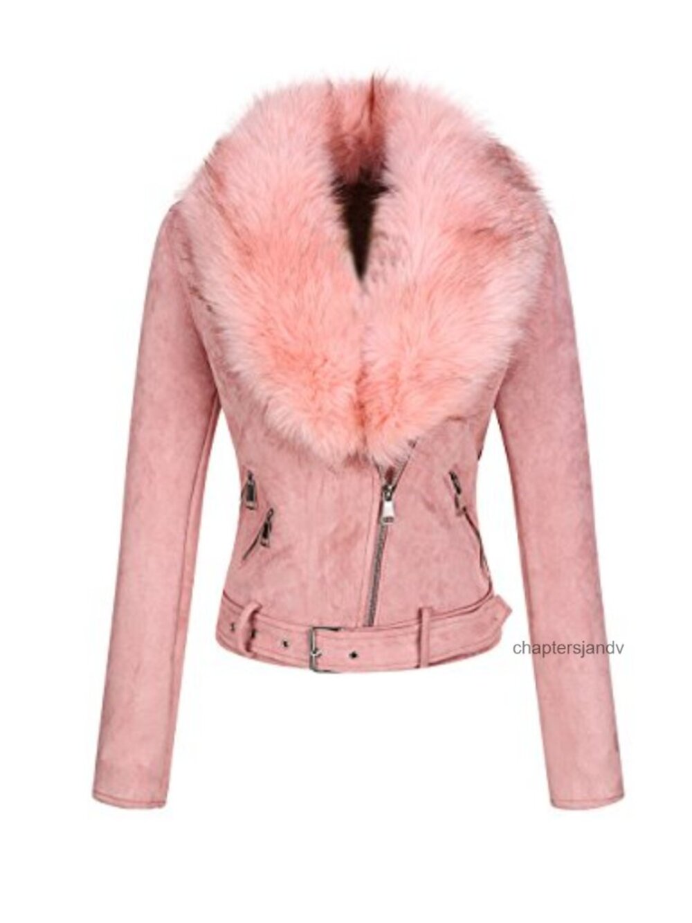 Faux Suede Moto Biker Jacket Sherpa Lined Zip Pockets Winter Coat